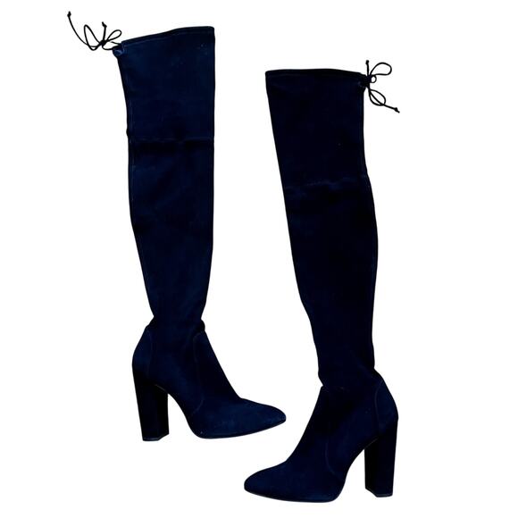 Stuart Weitzman Highland over the knee boots size 11.5 black suede - Picture 1 of 7